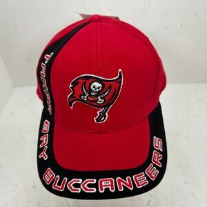 NWT Logo Athletic Tampa Bay Buccaneers NFL Hat Red Black Adjustable Vintage
